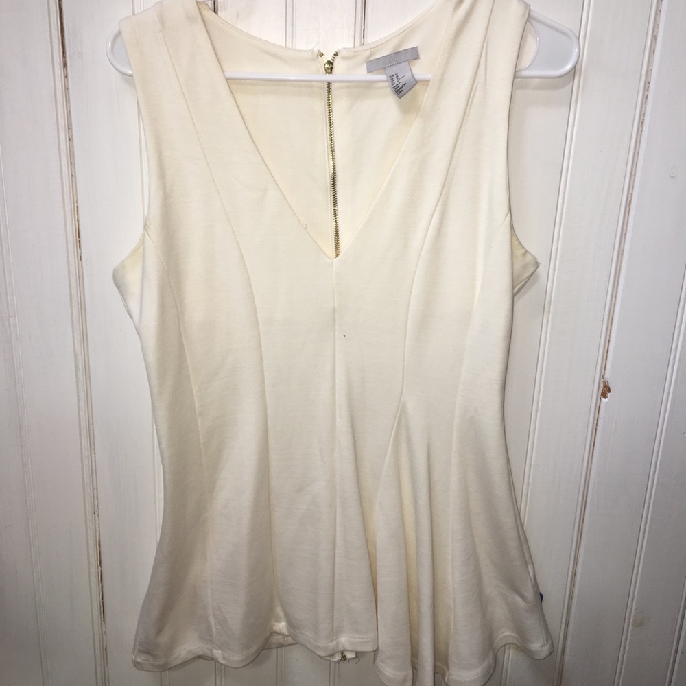 H&M White Peplum Top